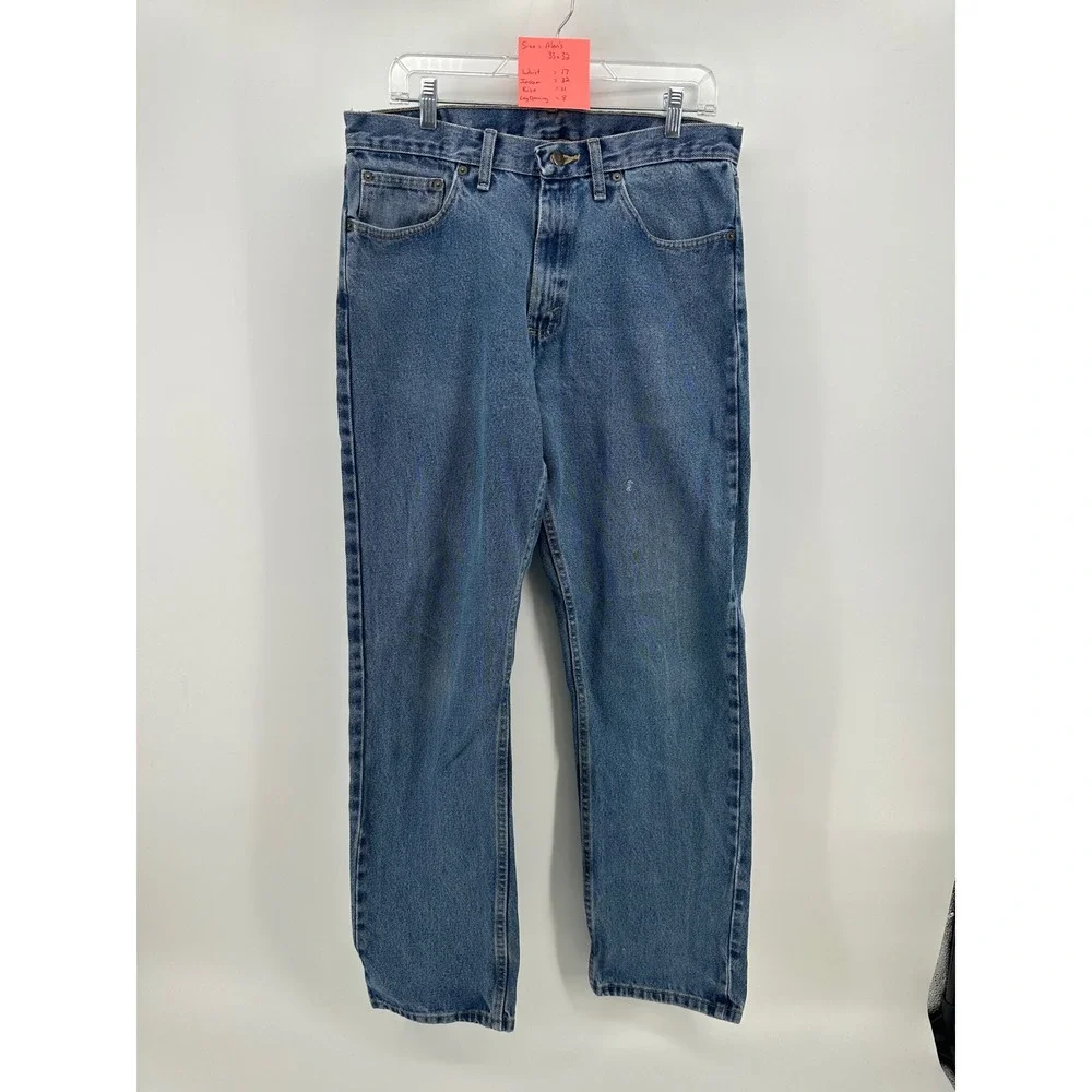 Magellan Outdoors Mens Straight Leg Jeans 33x32 Medium Wash Blue 100% Cotton